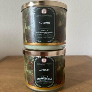 X2 Bath & Body Works AUTUMN 3 wick Candles NEW